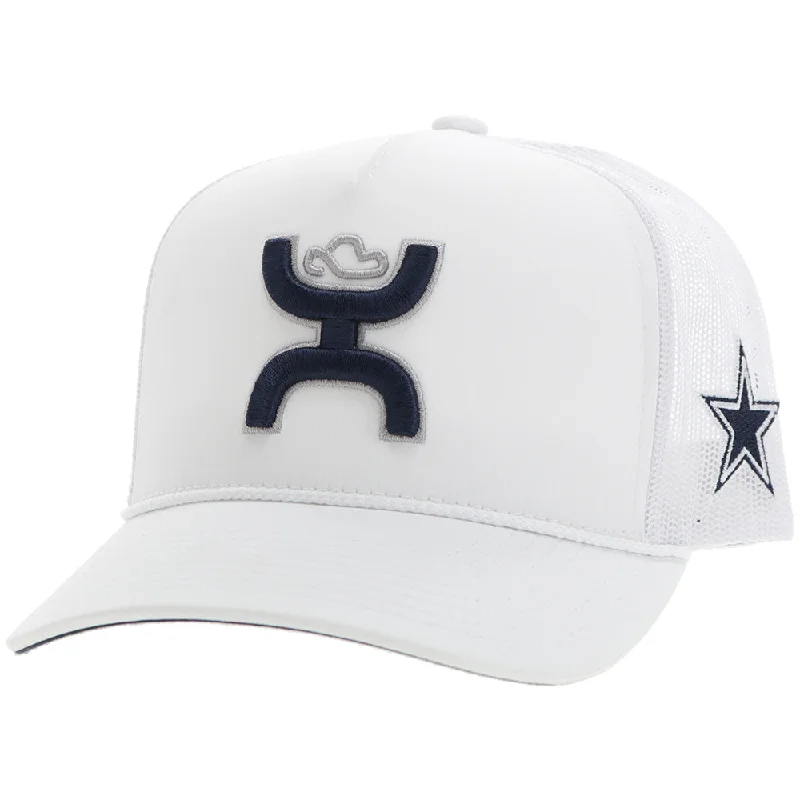 Beanies & headbands for cool fabric-"Dallas Cowboys" Hat White w/Navy & Grey Hooey Logo