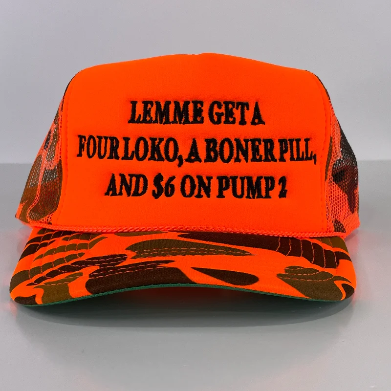 Beanies & headbands for big souls-LEMME GET A FOUR LOKO a BONER PILL and $6 on PUMP 2 Mesh Trucker Hat SnapBack Cap Custom Embroidered