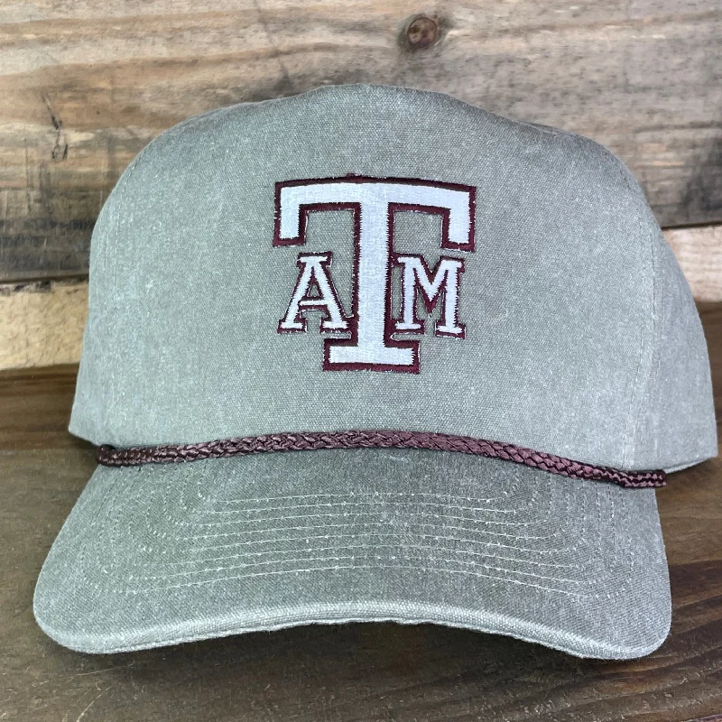 Beanies & headbands for tee looks-Custom Texas A&M Vintage Patch Sand Rope Snapback Cap Hat