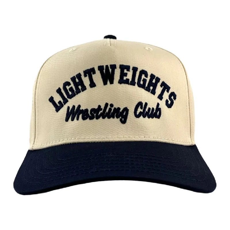 Beanies & headbands for artists-Lightweights Wrestling Club Cream/Navy Custom Embroidered Hat