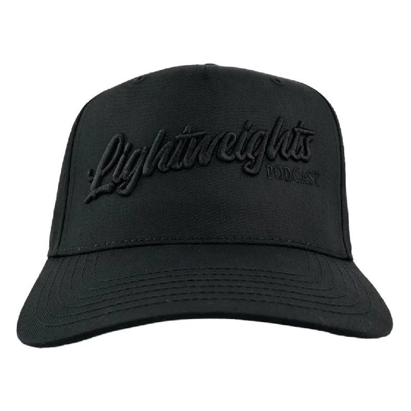 Beanies & headbands for student styles-Lightweights Podcast Official Merch Black/Black Puff SnapBack Hat Custom Embroidered