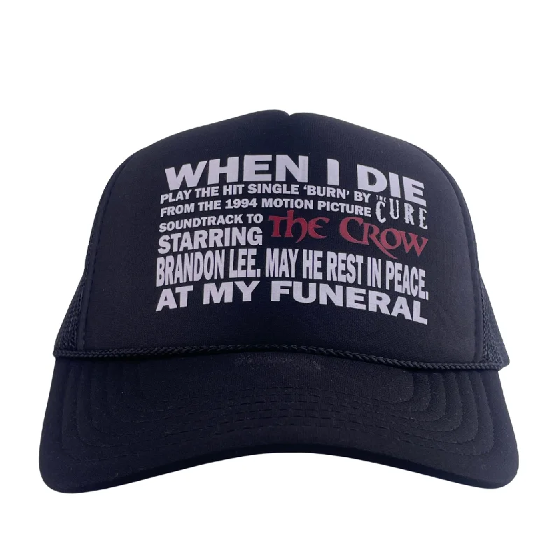 Beanies & headbands for sun blocking-When I Die Play The Cure Custom Printed Hat