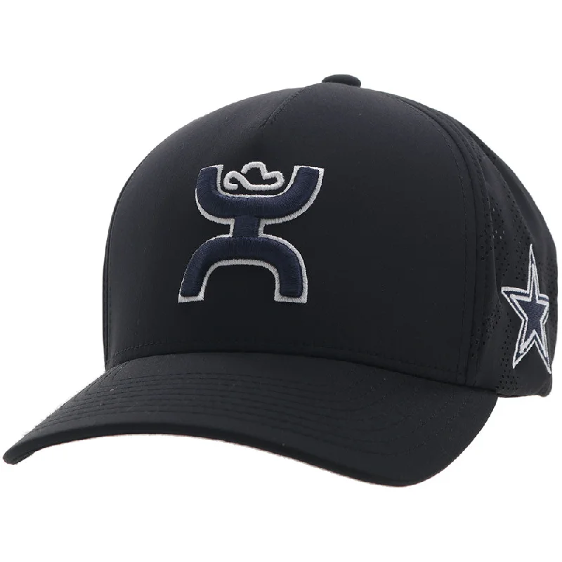 Beanies & headbands for legging looks-"Dallas Cowboys" Flexfit Hat Black w/Navy & White Hooey Logo