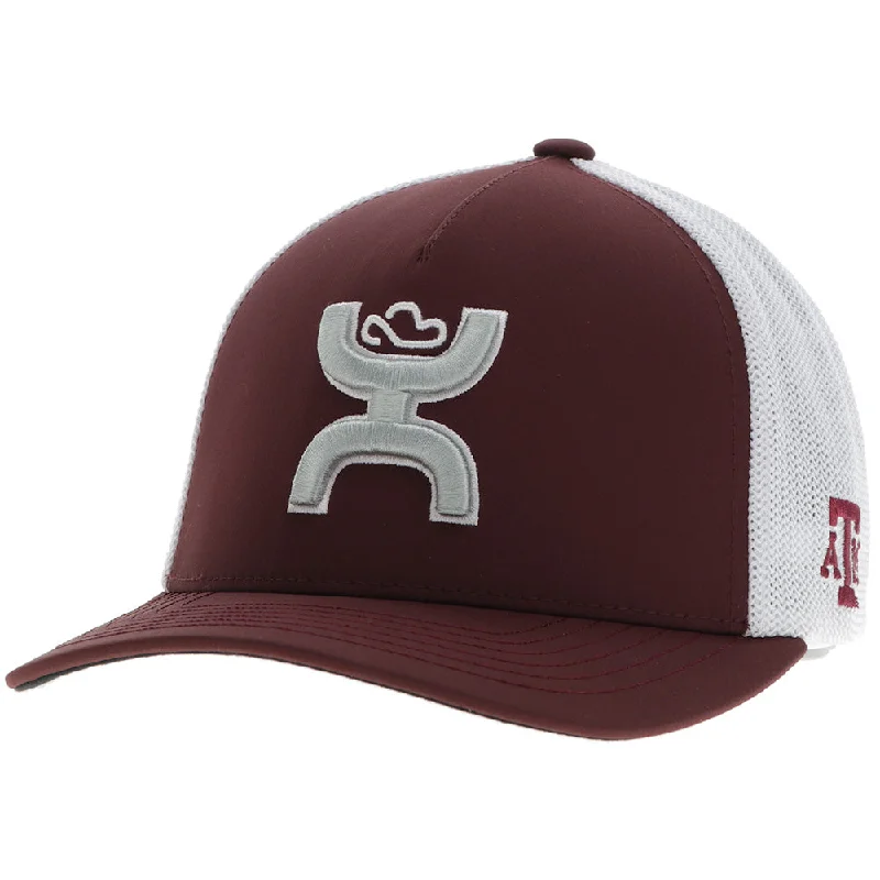 Beanies & headbands for campfires-Texas A&M Maroon/White w/ Hooey Logo Flexfit Hat