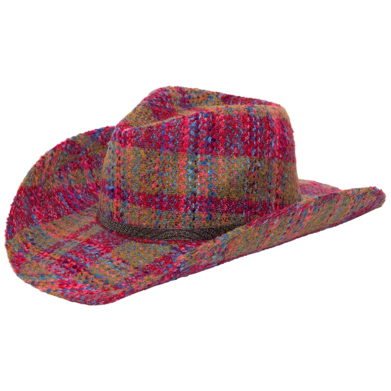 Beanies & headbands for buddy gifts-Two Step - Cut & Sew Multi Tweed Pinch Crown Cowboy Hat