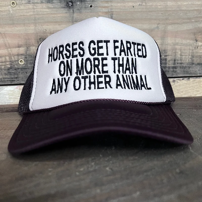 Beanies & headbands for film costumes-Horses Get Farted On More Than Any Other Animal vintage Mesh Snapback Hat Cap custom embroidery