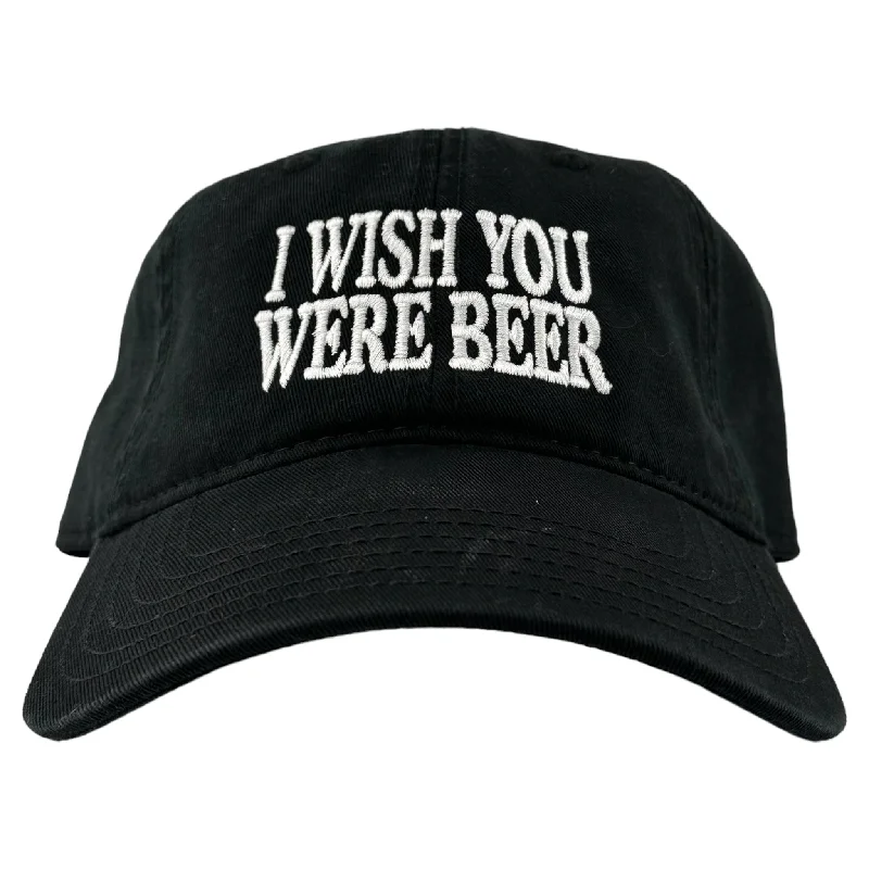 Beanies & headbands for grip design-I WISH YOU WERE BEER FUNNY DAD HAT STRAPBACK CAP BLACK Custom Embroidered ￼