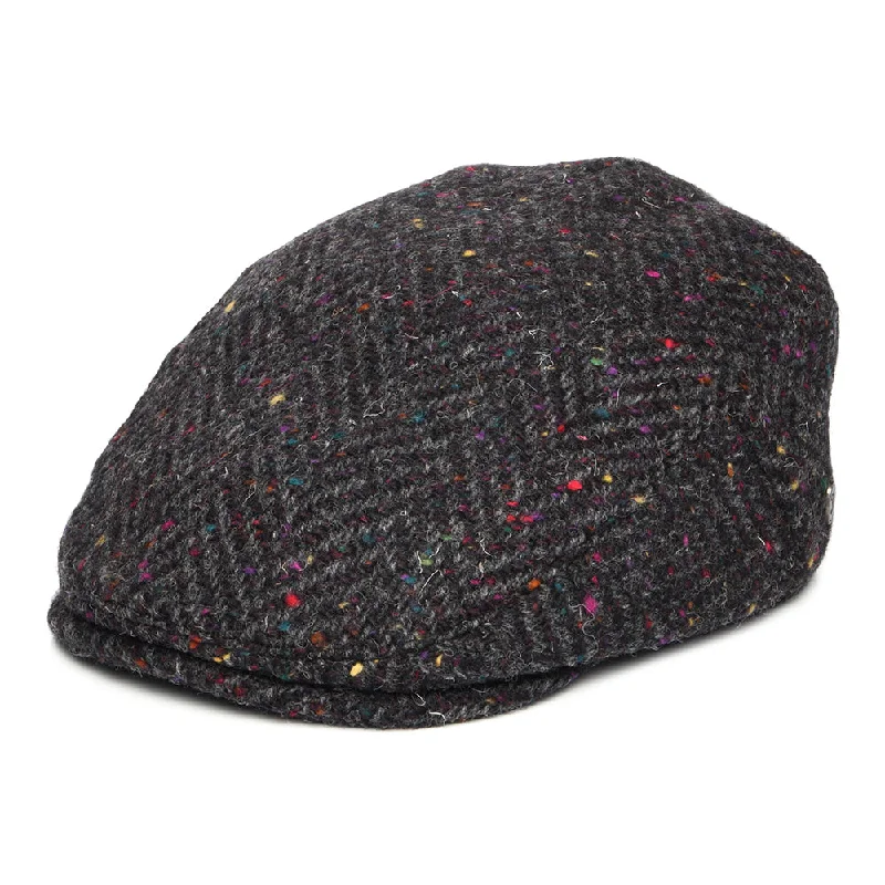 Beanies & headbands for street vibes-Heavyweight Donegal Tweed Herringbone Finnegan Flat Cap - Charcoal-Multi