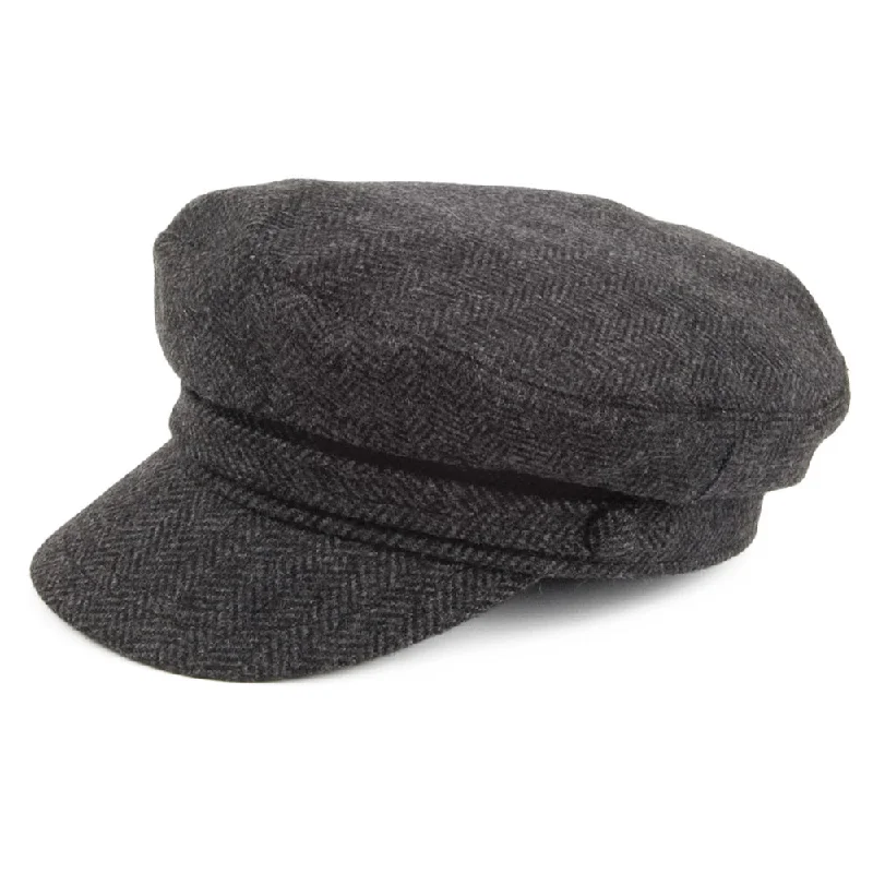 Beanies & headbands for beige fits-Herringbone Fiddler Cap Charcoal Wholesale Pack