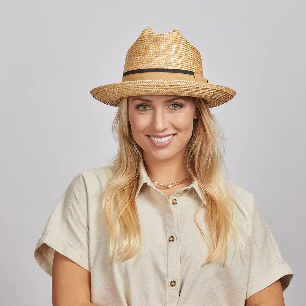 Womens Hats with seed stitch-Sawyer | Womens Straw Sun Hat