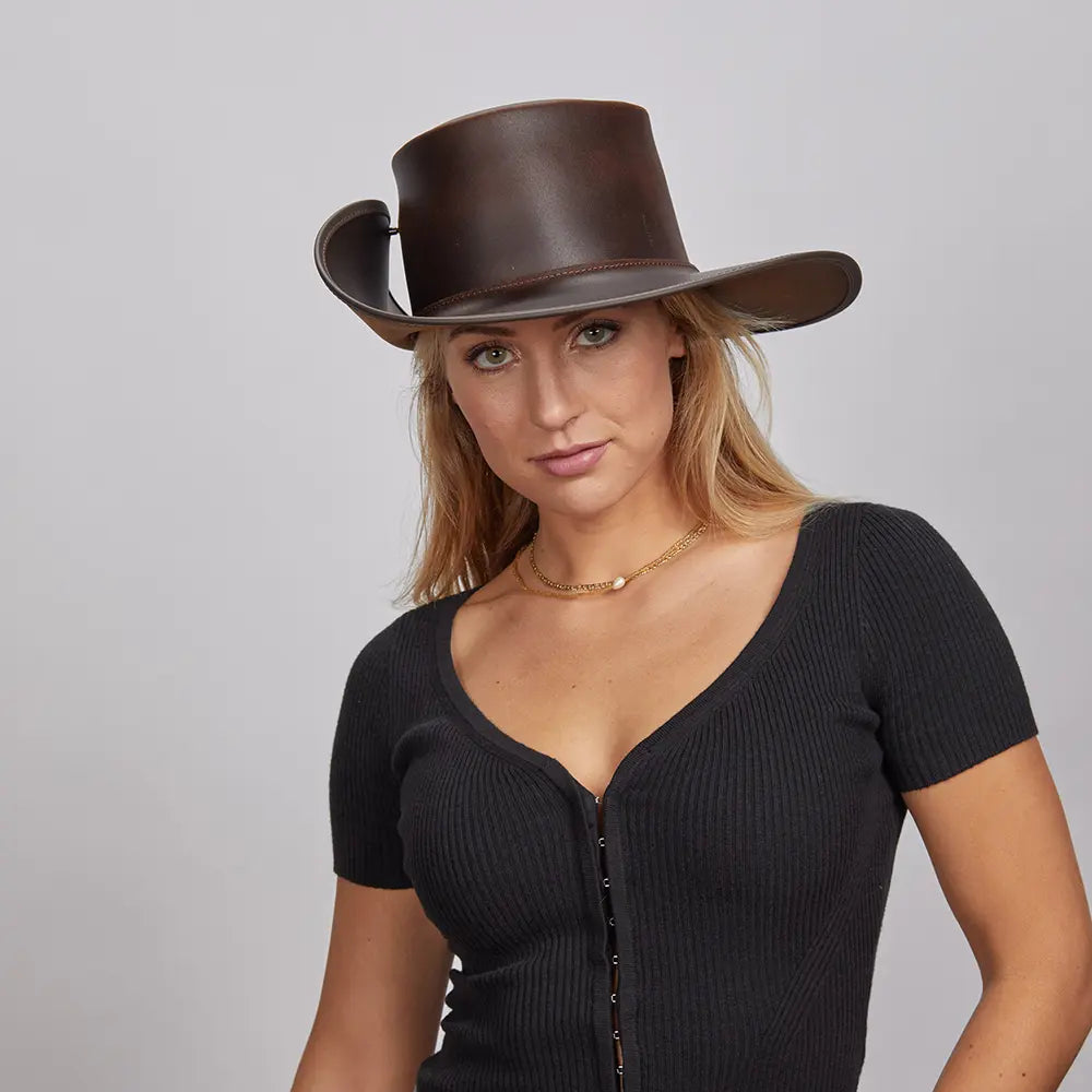 Womens Hats for warm peaks-Cavalier | Womens Leather Swashbuckler Pirate Hat