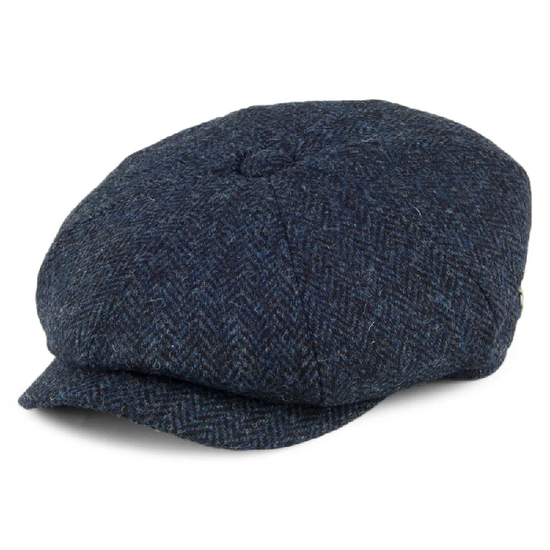 Beanies & headbands for bamboo softness-Harris Tweed Skye Newsboy Cap - Blue-Black