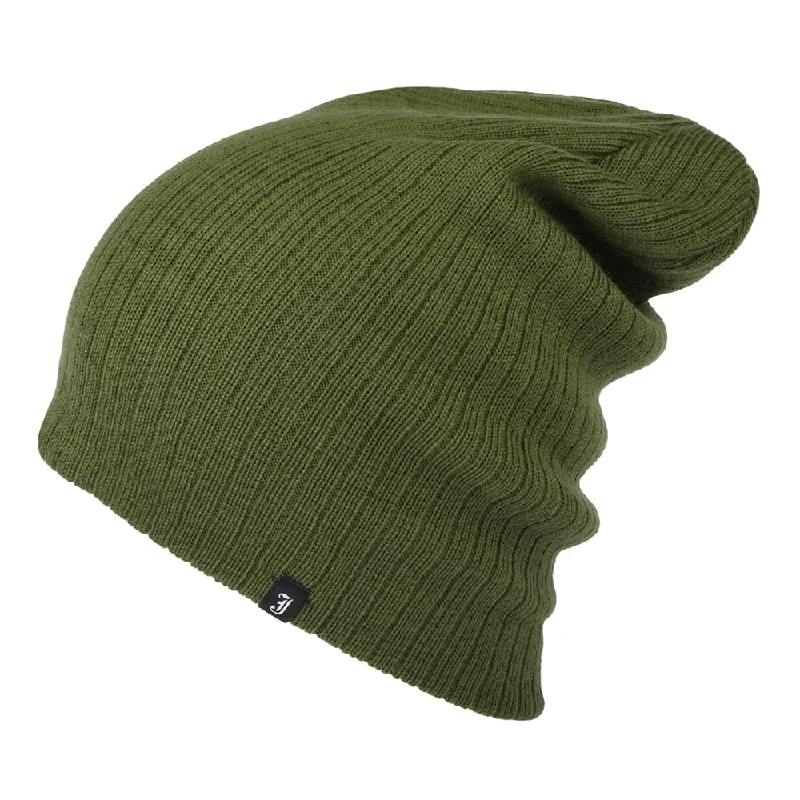 Beanies & headbands for thick bands-Oversized Ribknit Beanie Hat - Olive Wholesale