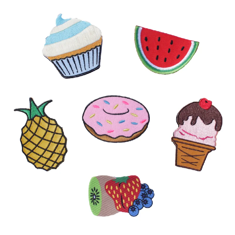 Beanies & headbands for shelf spots-Hativity® Sweet Foods Patches (Set of 6 Patches)