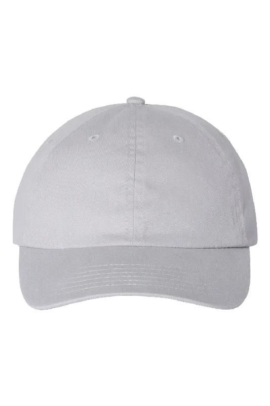 Mens hats with cambric fabric-Mens hats with thick brim-Valucap Mens Brushed Twill Adjustable Hat - Light Grey