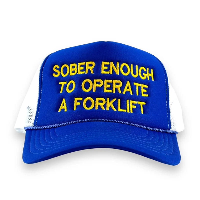 Beanies & headbands for teen fashion-SOBER ENOUGH TO OPERATE A FORKLIFT HAT CUSTOM Embroidered