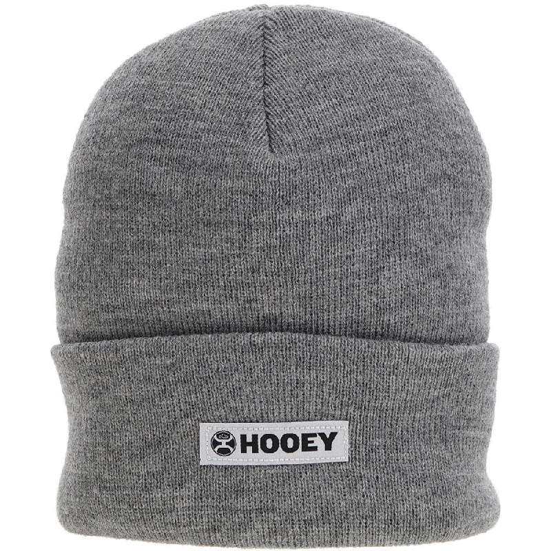 Beanies & headbands for fun days-"Hooey Beanie" Grey w/White & Black Patch