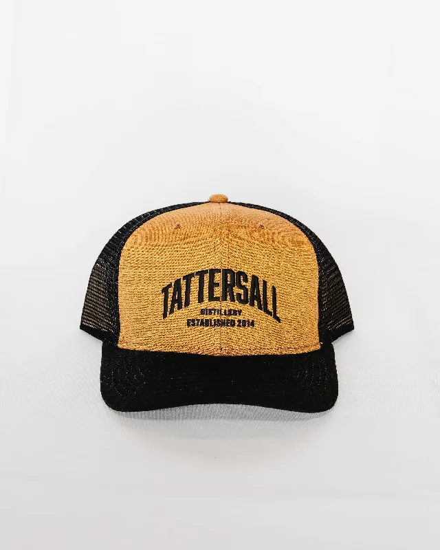 Beanies & headbands for teacher outfits-Tattersall Camel/Black Mesh Back Hat