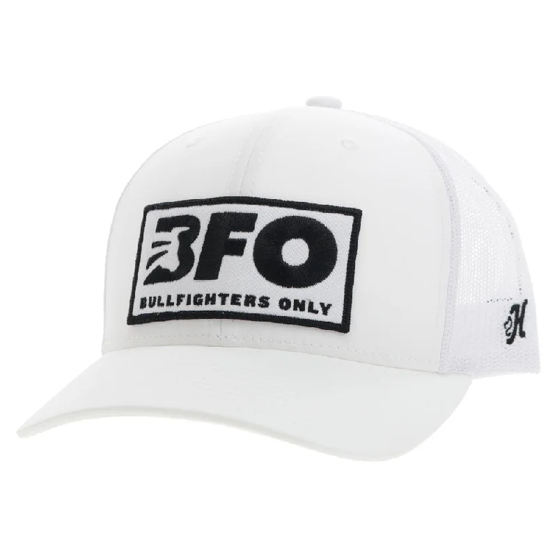 Beanies & headbands for mom’s day-"BFO" Hat White w/Black & White Patch