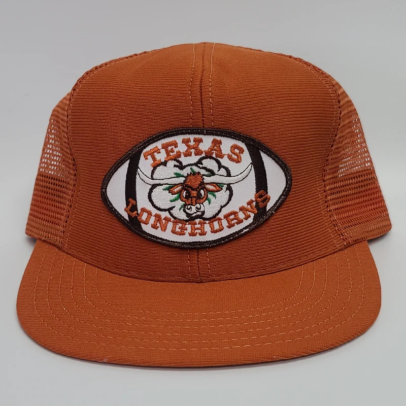 Beanies & headbands for trail running-Custom Texas Longhorns Burnt Orange Vintage Patch Mesh Snapback With High Crown And Flat Brim Cap Hat (Ready To Ship)