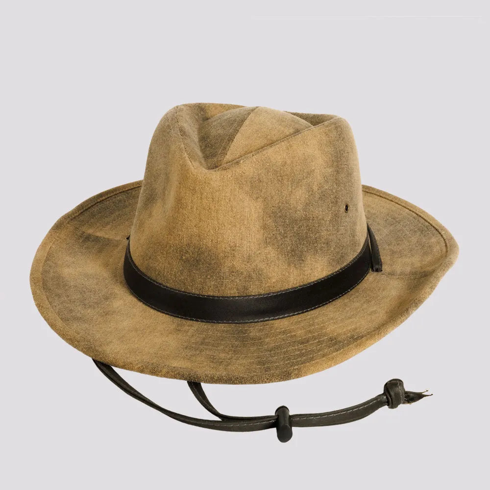 Womens Hats for local feasts-Fuji | Womens Distressed Cotton Outback Hat