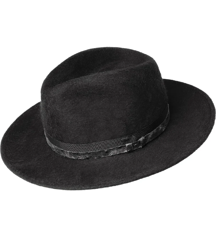 Wool hats for writers-Bailey of Hollywood Croft Fedora Wool Beaver finish - Black