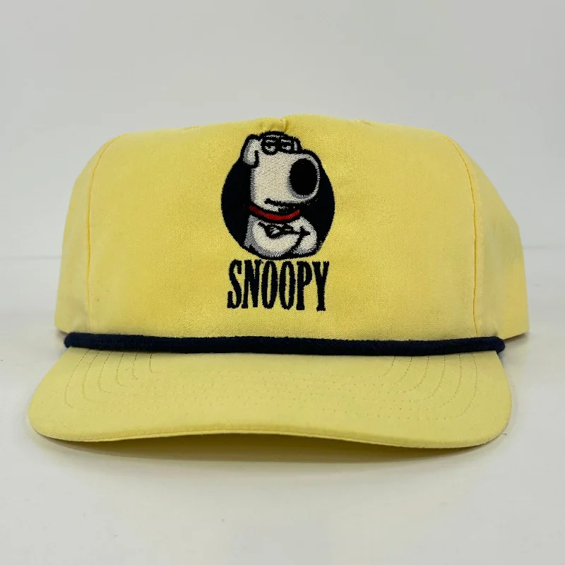 Beanies & headbands for high peaks-SNOOPY Brian Dog Yellow SnapBack Rope Cap Hat Funny Cap Hat Custom Embroidered Collab PotentFrog