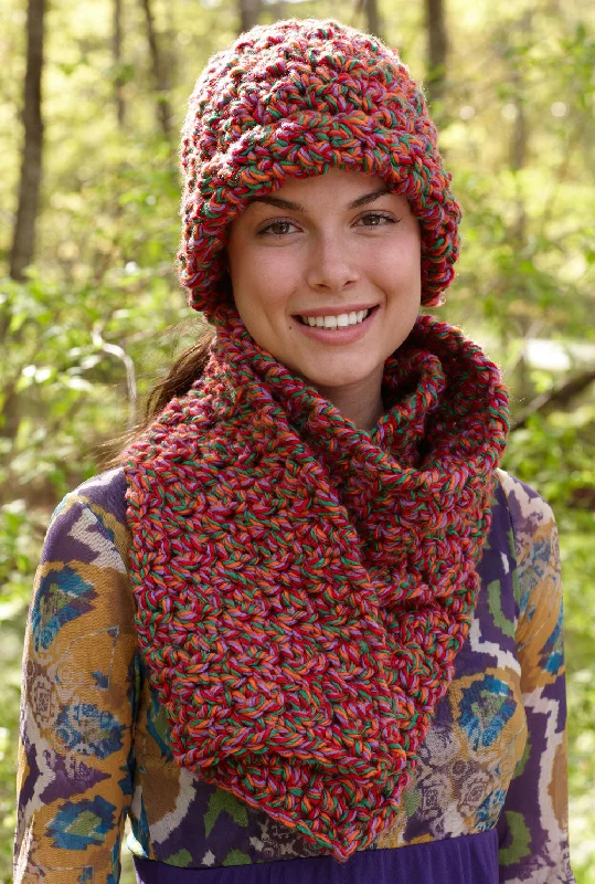 Beanies & headbands for animal motifs-Berry Bloom Hat And Scarf Pattern (Crochet)