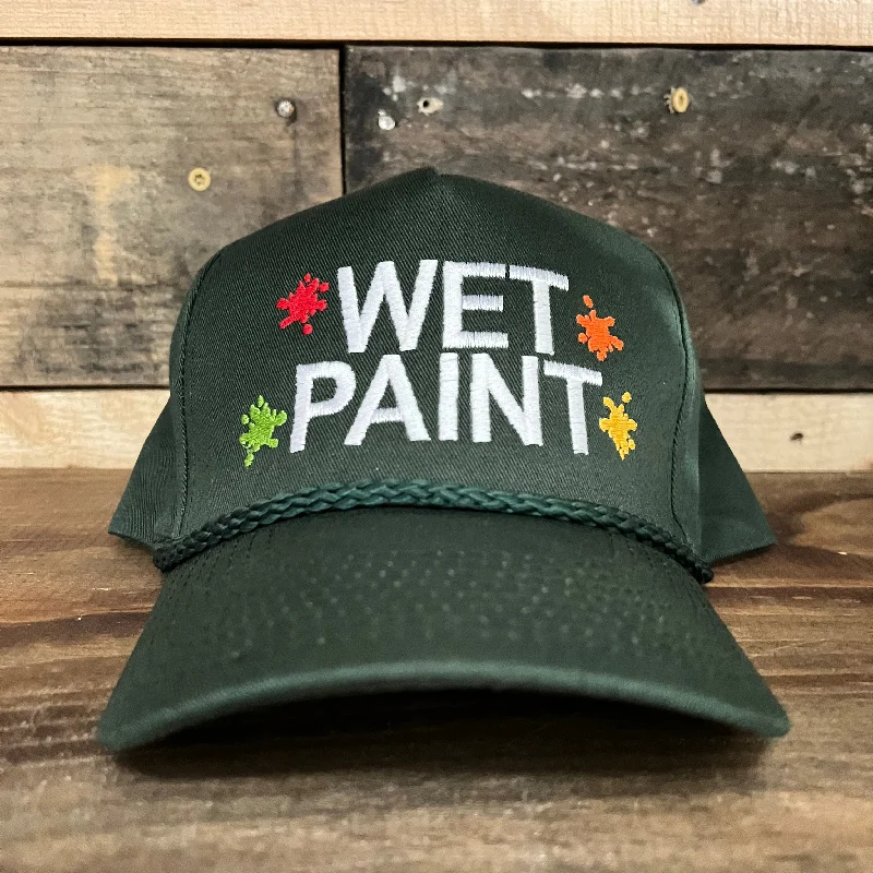 Beanies & headbands for work mates-Wet Paint Vintage Green SnapBack Hat Cap with Green rope Custom Embroidery