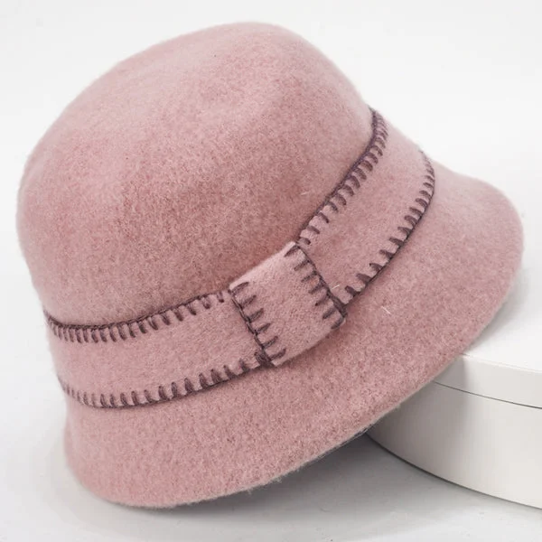 Wool hats with company logo-Women Wool Cloche Winter Hat Z005