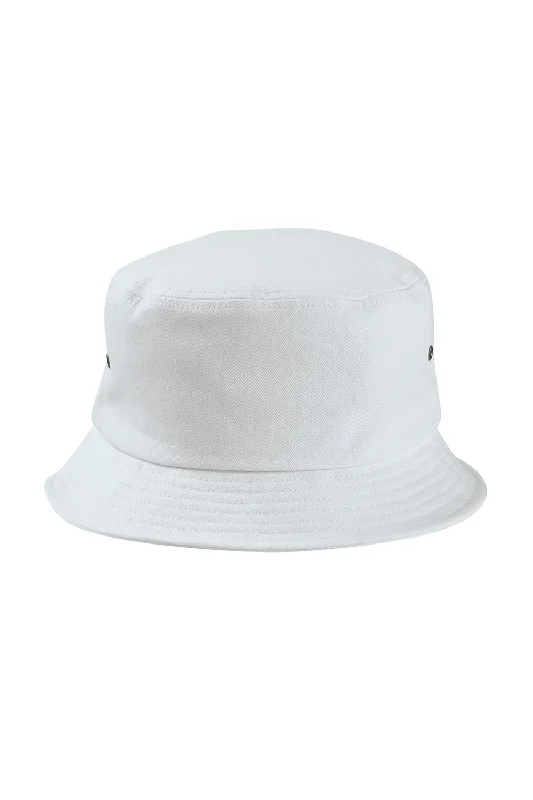 Bucket hats back in stock-Wool hats for pet inventories-Big Accessories Mens Metal Eyelet Bucket Hat - White