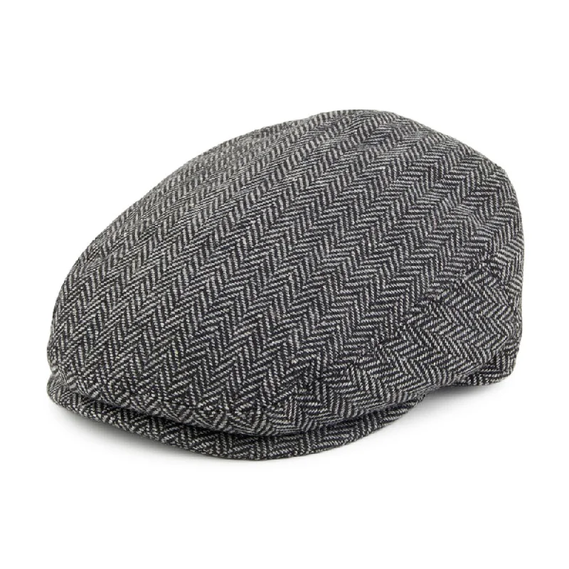 Beanies & headbands for ribbed knits-Baby Herringbone Flat Cap - Grey