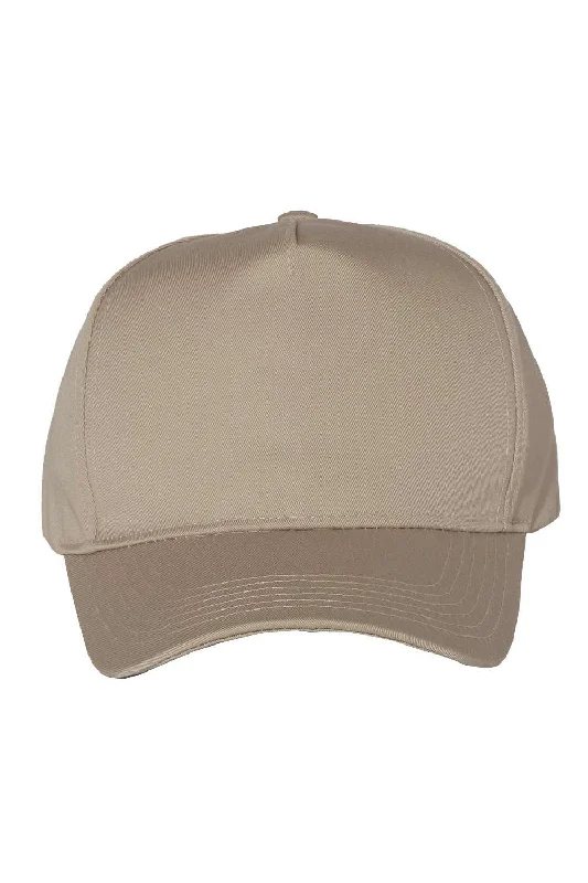 Mens hats for putting greens-Mens hats in straw material-Valucap Mens 5 Panel Twill Snapback Hat - Khaki Brown