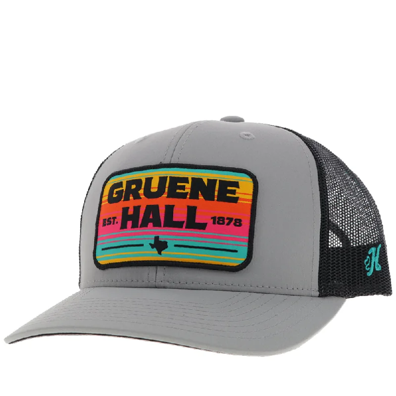 Beanies & headbands for date looks-"Gruene Hall" Hat Grey/Black w/Serape Patch