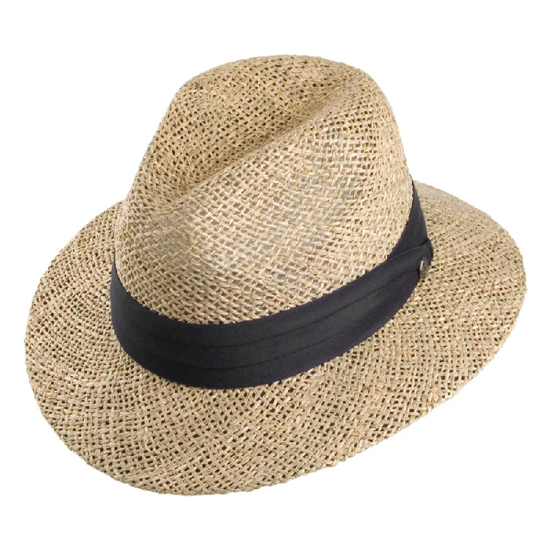 Beanies & headbands for weekend fun-Seagrass Straw Safari Fedora Hat - Natural