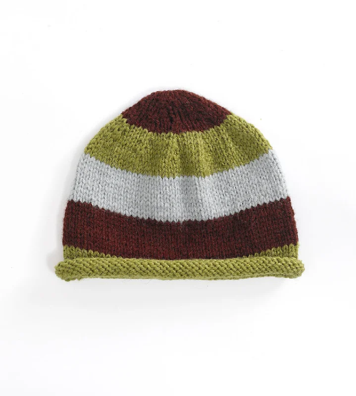 Beanies & headbands for red pops-Wide Striped Cap Pattern (Knit)