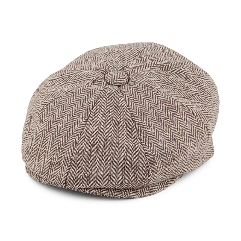 Beanies & headbands for outdoor tasks-Baby Herringbone Newsboy Cap Brown Wholesale Pack