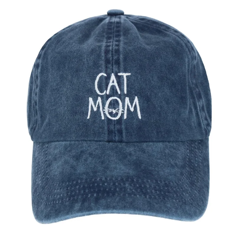 Baseball caps silver accent-Baseball caps silver accent-Baseball Caps for Casual Days-Women's Cat Mom Baseball Hat