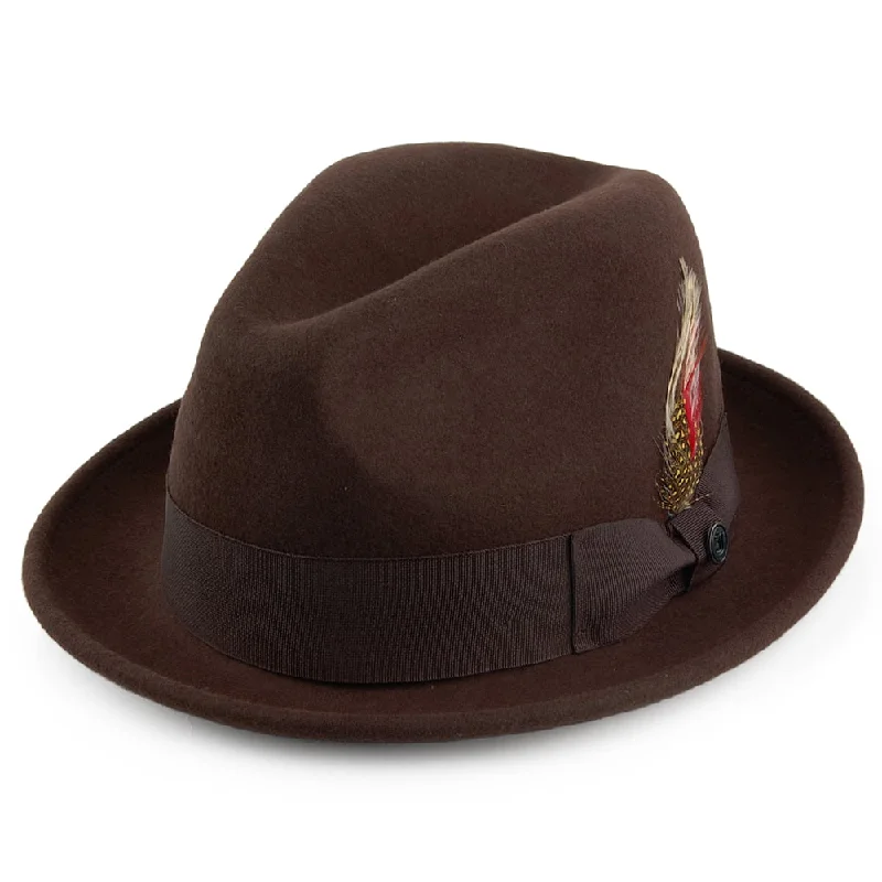 Beanies & headbands for soccer fans-Crushable Blues Trilby Hat - Brown