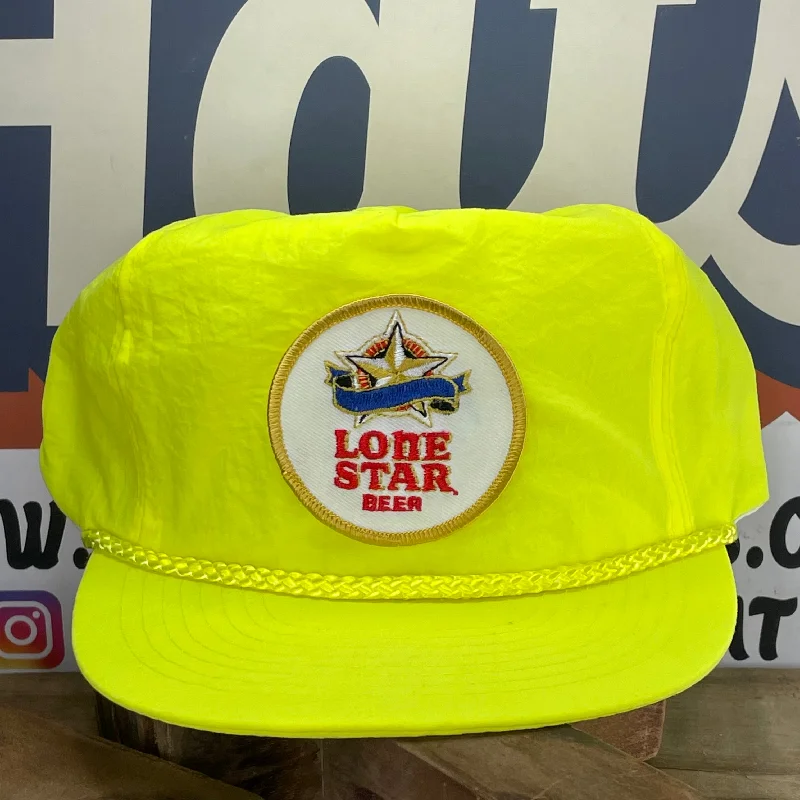 Beanies & headbands for work days-Custom Lone Star Beer Vintage Patch Yellow Neon Rope Snapback Cap Hat