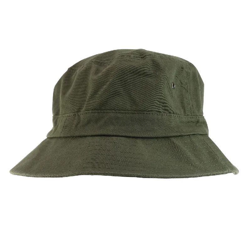 Bucket hats sun proof-Wool hats minimalist-Short Brim Polyester Bucket Hat - Olive