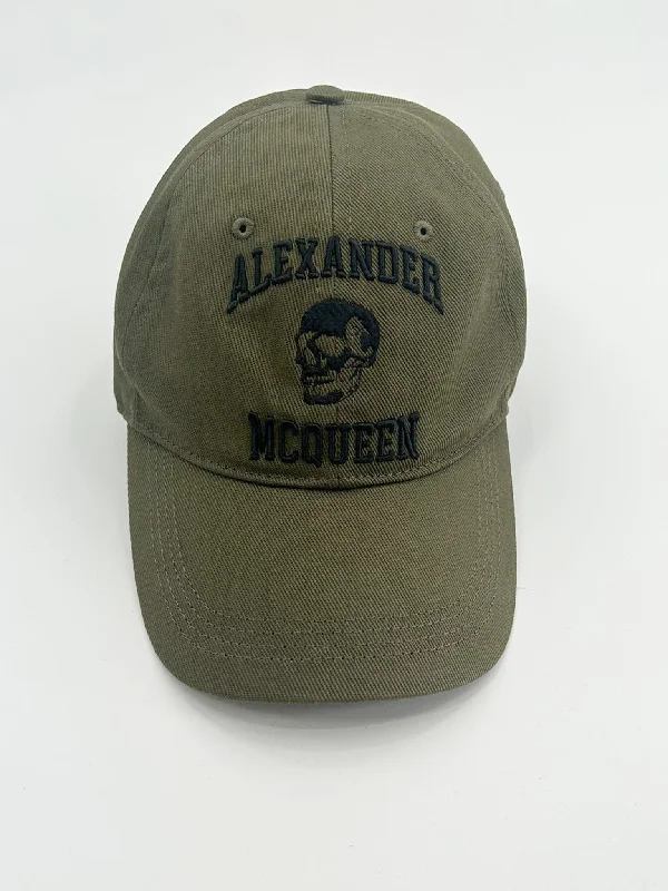 Baseball caps dark shades-Baseball caps dark shades-Baseball Caps with Elastic Closure-Alexander McQueen Embroidered Skull Baseball Cap - Olive