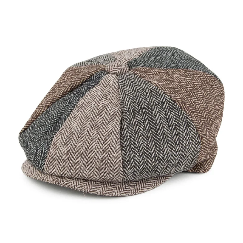 Beanies & headbands for custom teams-Kids Herringbone Patch Newsboy Cap - Multi-Coloured