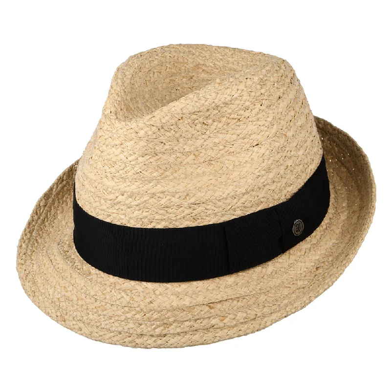 Beanies & headbands for soccer fans-Saybrook Raffia Trilby Hat Natural Wholesale Pack