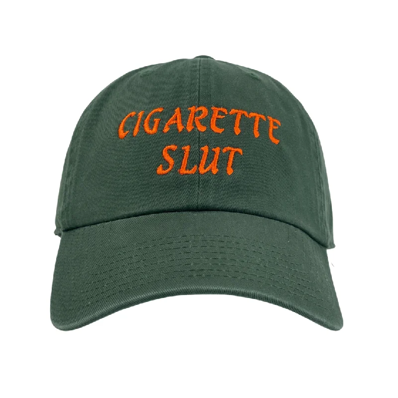 Beanies & headbands for glove sets-Cigarette Slut Green Dad Hat Custom Embroidered