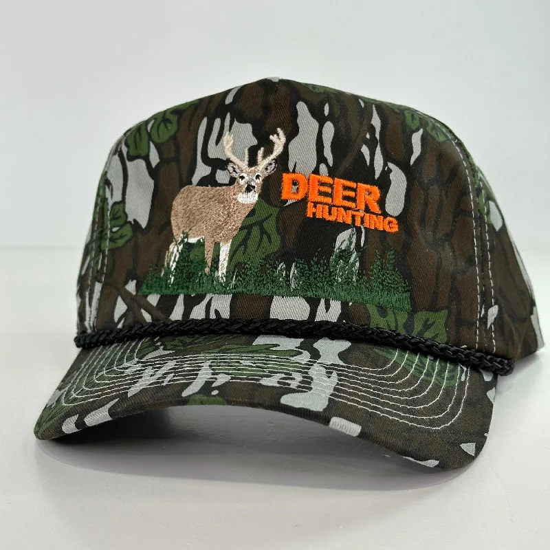 Beanies & headbands for day picks-Deer Hunter on a Camo rope Snapback hat cap Collab Justin Stagner Custom Embroidery