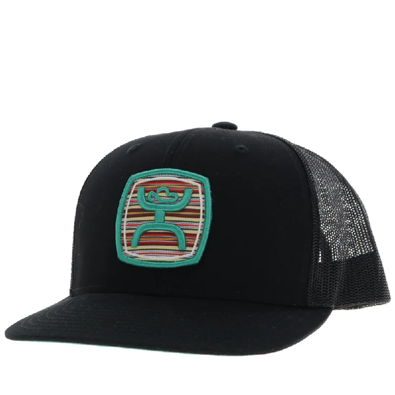 Beanies & headbands for wind blocks-"Zenith" Hat Black w/Serape Pattern Patch