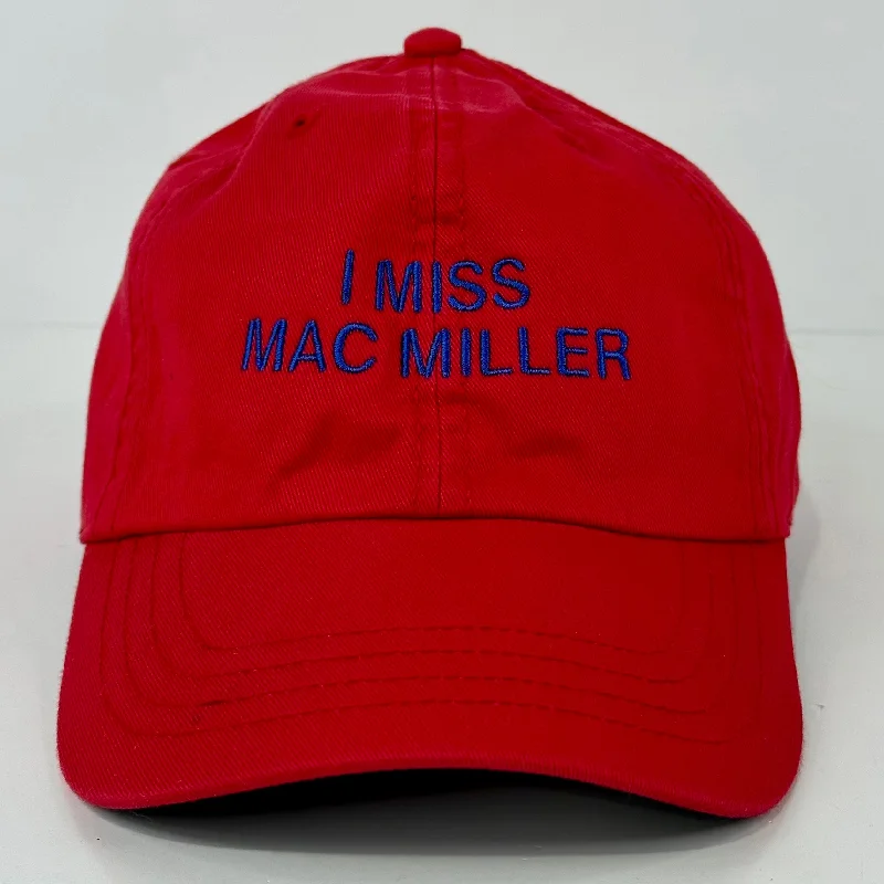 Beanies & headbands for tiny heads-I miss Mac Miller custom embroidered Red Dad Hat Strapback