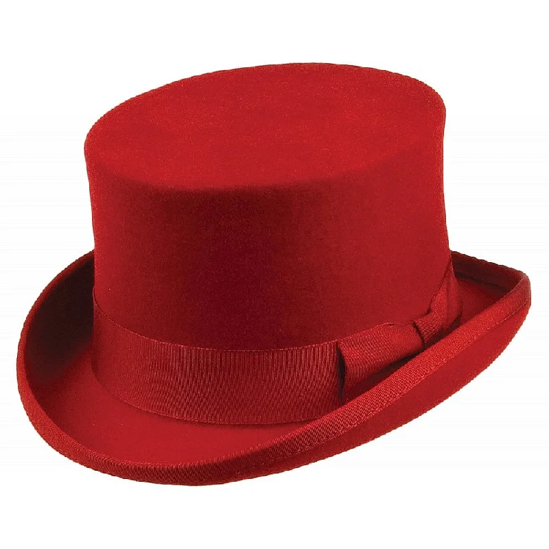 Beanies & headbands for village charm-Mid Crown Top Hat Red Wholesale Pack