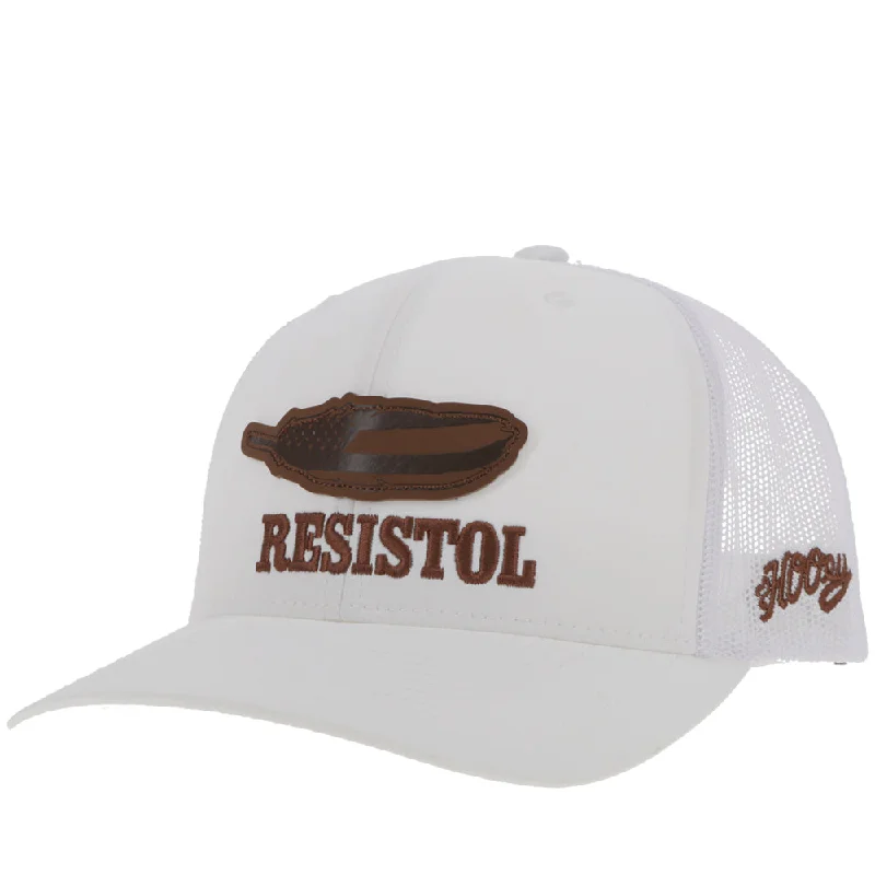 Beanies & headbands for closet hangs-"Resistol" Hat White w/Leather Feather Logo